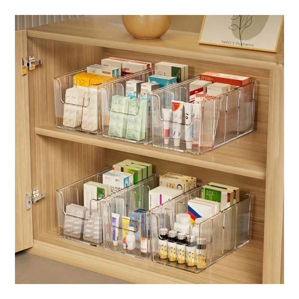 Face Mask Storage Box - กล่องยาแบบโปร่งใสขนาดใหญ่ 4 ช่องสำหรับผู้ใหญ่ 1 ชิ้น, แผ่นกั้นที่ถอดออกได้,