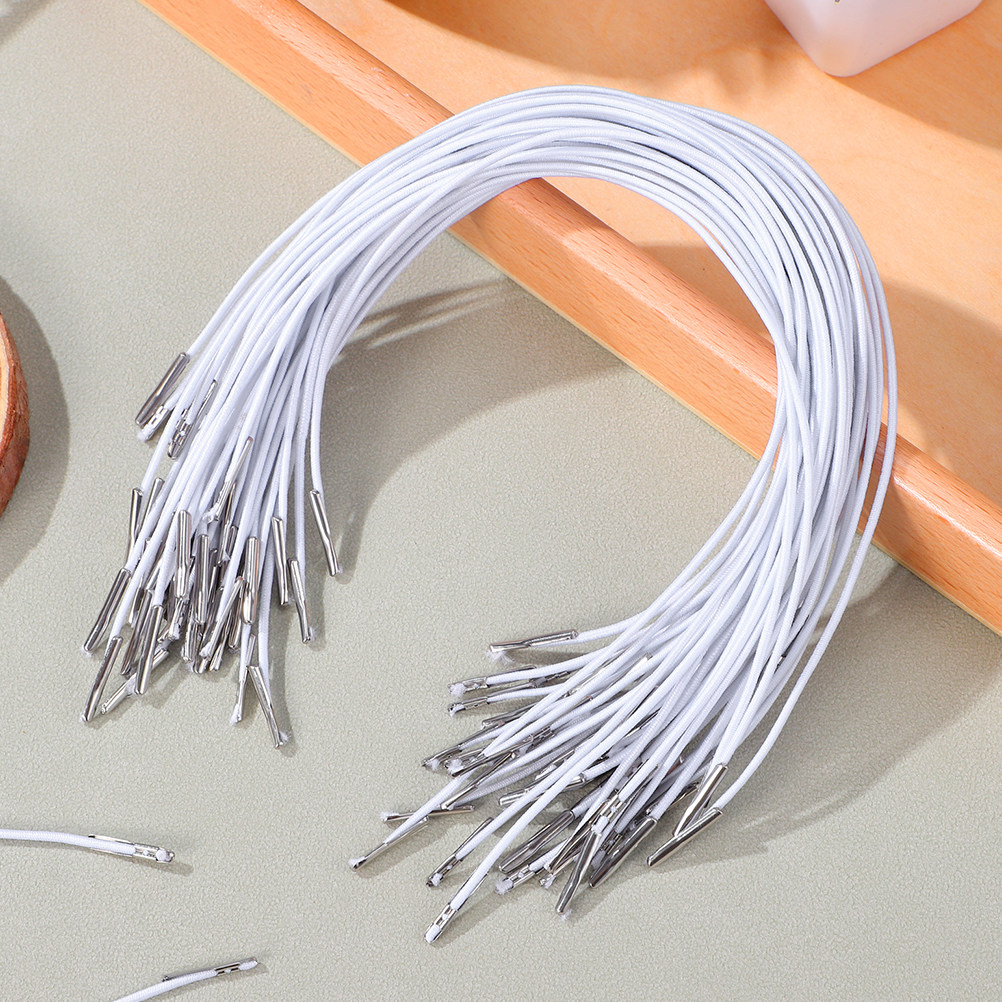 Mask Lanyard Adjustable - เชือกยางยืดมีปลายโลหะ 200 ชิ้น สำหรับทำหน้ากาก งานฝีมือ DIY