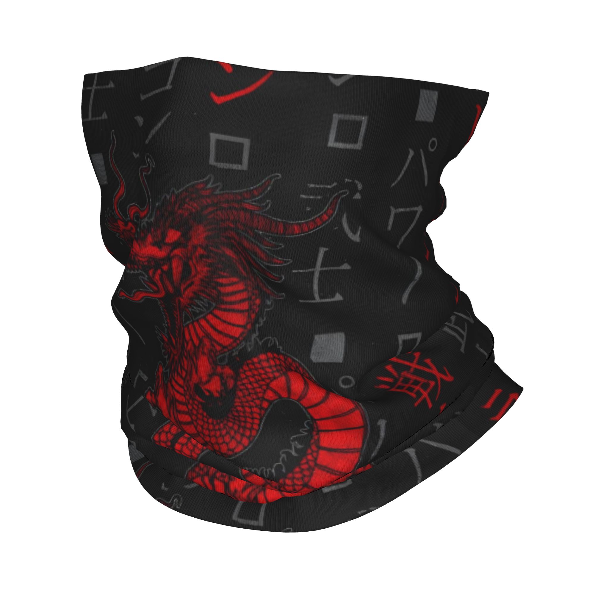 Neck Gaiter Face Cover - ผ้าพันคอแบบคลุมหน้าลายมังกรแดง ป้องกันลม สำหรับผู้ชายและผู้หญิง สื่อถึงความโชคดี ของขวัญปีใหม่ ผ้าคลุมศีรษะแบบท่อ