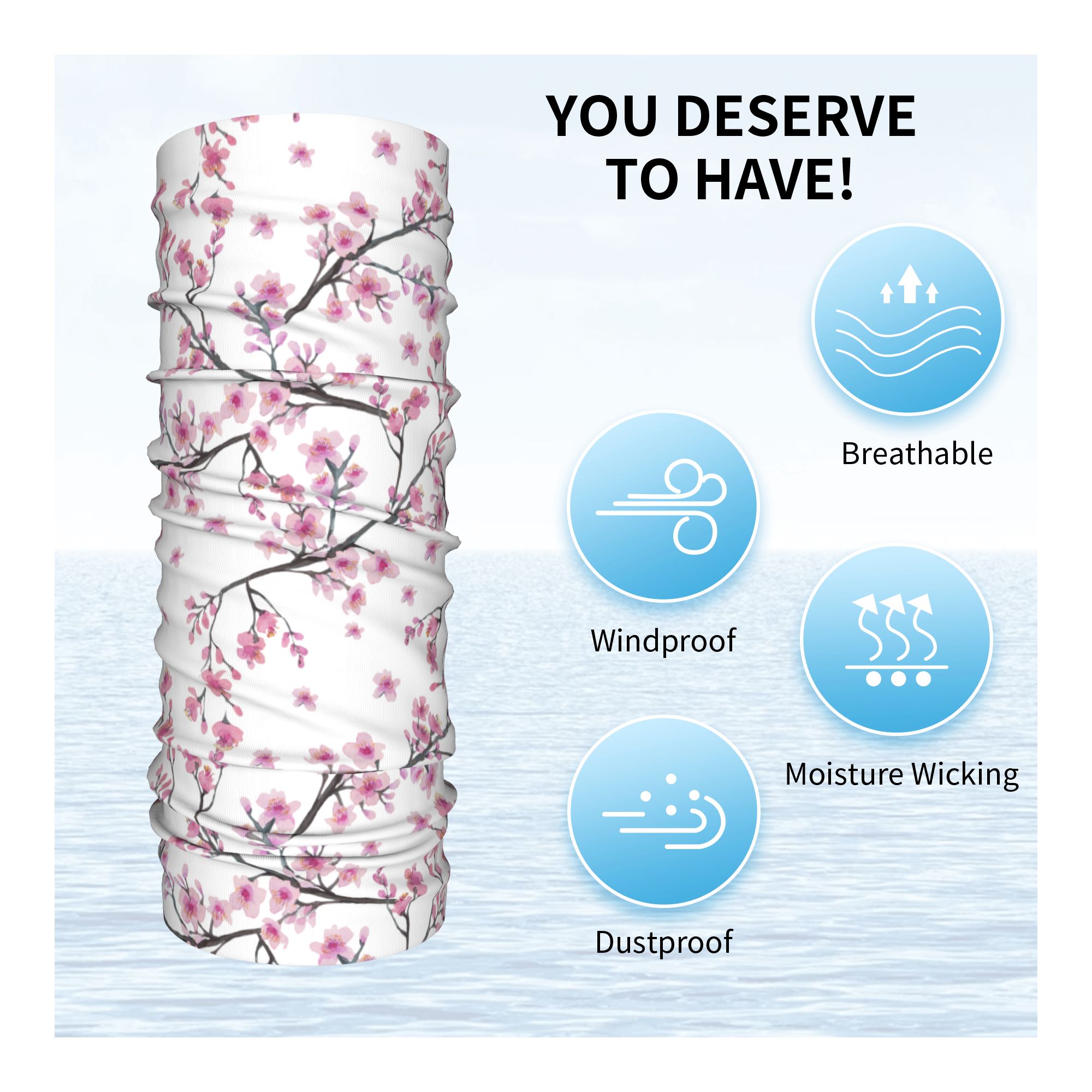 ผ้าพันคอปิดหน้ากันลมลายดอกซากุ - Neck Gaiter Face Cover บทวิจารณ์และราคา