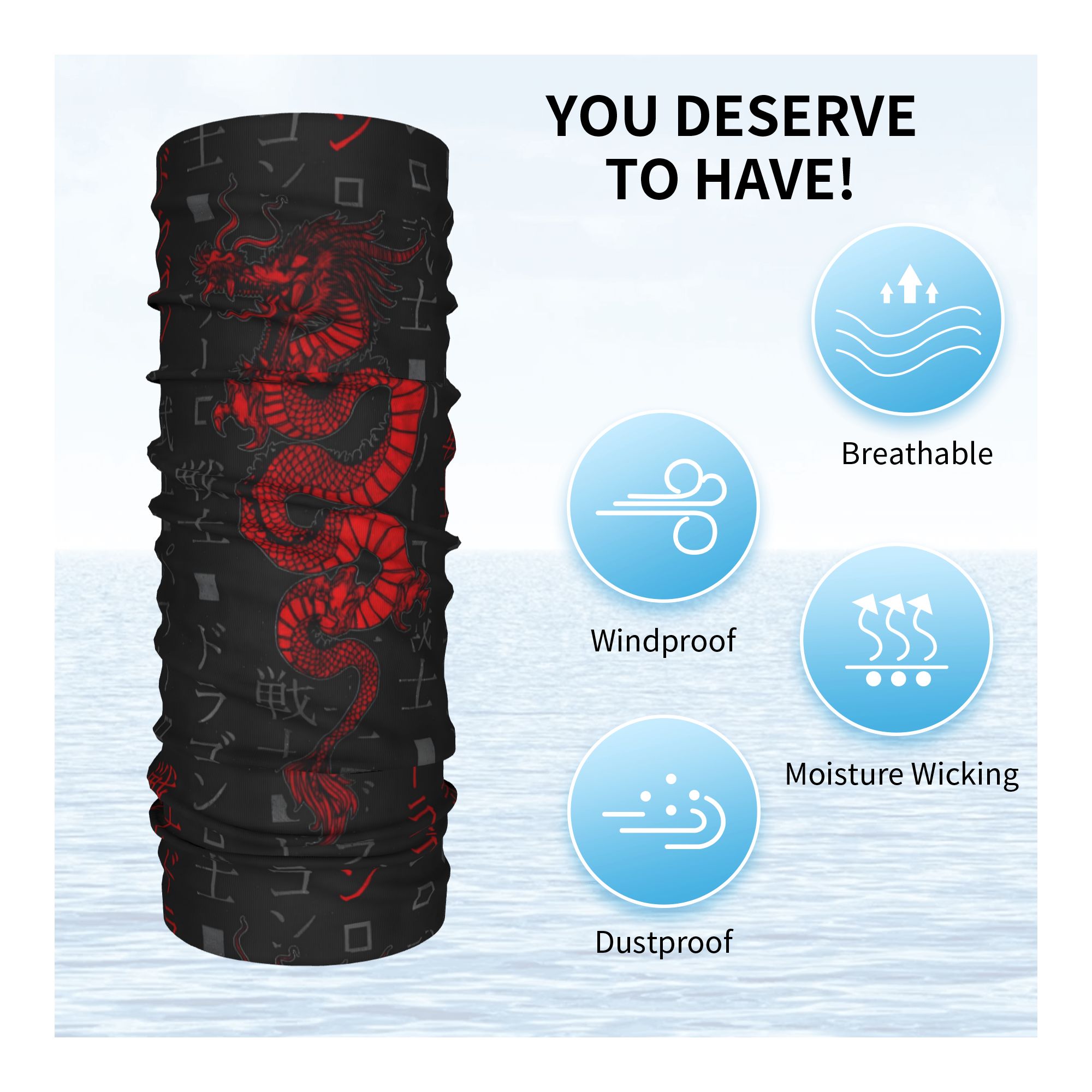 ผ้าพันคอแบบคลุมหน้าลายมังกรแดง - Neck Gaiter Face Cover บทวิจารณ์และราคา